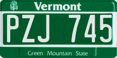 VT license plate PZJ745