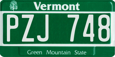 VT license plate PZJ748