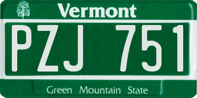 VT license plate PZJ751