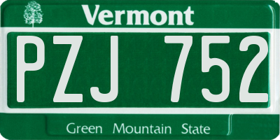 VT license plate PZJ752