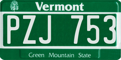 VT license plate PZJ753