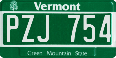 VT license plate PZJ754