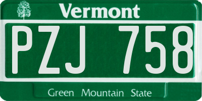 VT license plate PZJ758