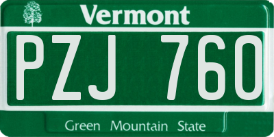 VT license plate PZJ760