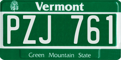 VT license plate PZJ761