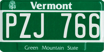 VT license plate PZJ766