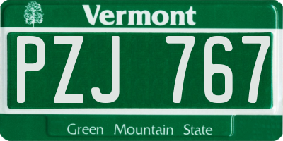 VT license plate PZJ767