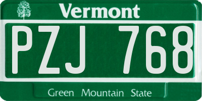 VT license plate PZJ768