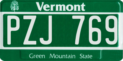 VT license plate PZJ769