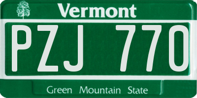 VT license plate PZJ770