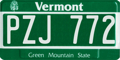 VT license plate PZJ772