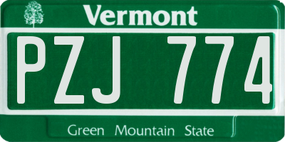 VT license plate PZJ774