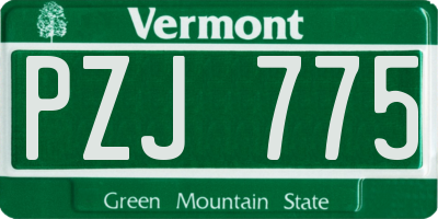 VT license plate PZJ775