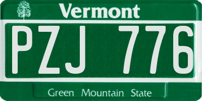 VT license plate PZJ776