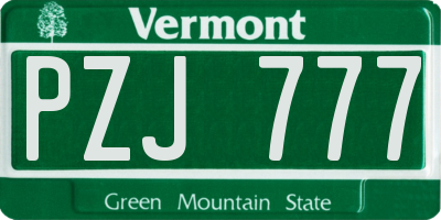 VT license plate PZJ777