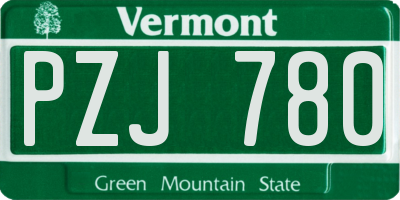 VT license plate PZJ780