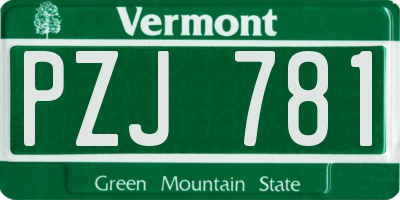 VT license plate PZJ781