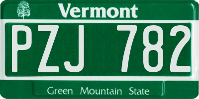 VT license plate PZJ782