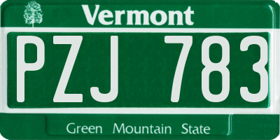 VT license plate PZJ783