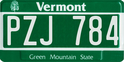 VT license plate PZJ784