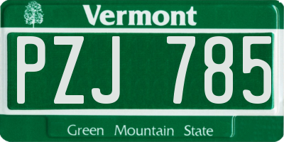 VT license plate PZJ785
