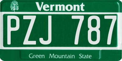 VT license plate PZJ787