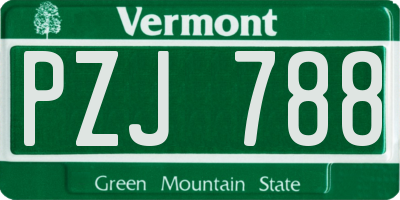 VT license plate PZJ788