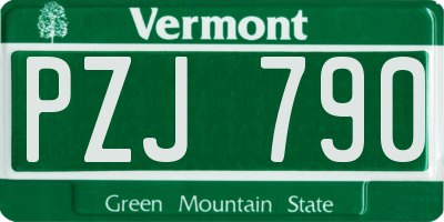 VT license plate PZJ790