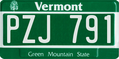 VT license plate PZJ791