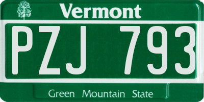 VT license plate PZJ793