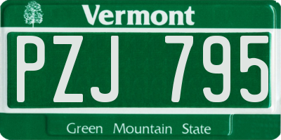 VT license plate PZJ795