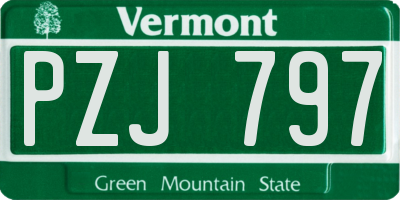 VT license plate PZJ797
