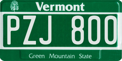VT license plate PZJ800