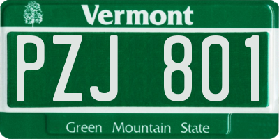 VT license plate PZJ801