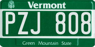 VT license plate PZJ808