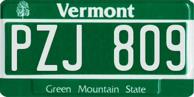 VT license plate PZJ809