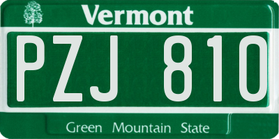 VT license plate PZJ810