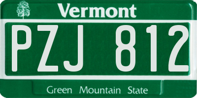 VT license plate PZJ812