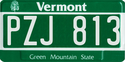 VT license plate PZJ813