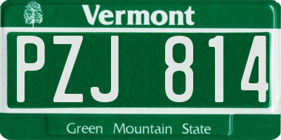 VT license plate PZJ814