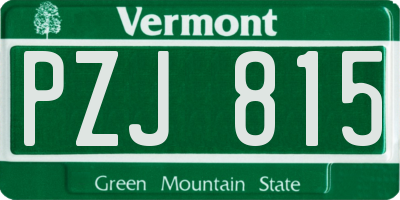 VT license plate PZJ815