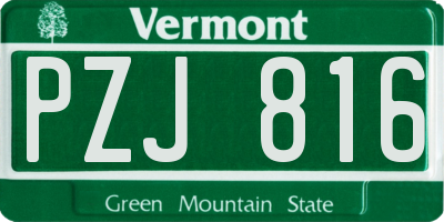 VT license plate PZJ816