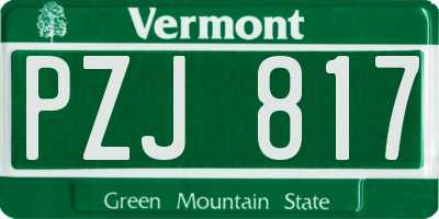 VT license plate PZJ817