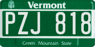 VT license plate PZJ818