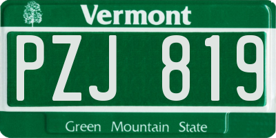 VT license plate PZJ819
