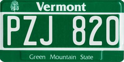 VT license plate PZJ820