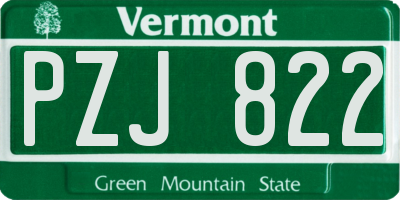 VT license plate PZJ822
