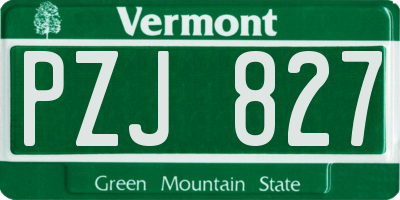 VT license plate PZJ827