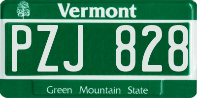 VT license plate PZJ828