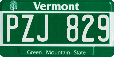 VT license plate PZJ829